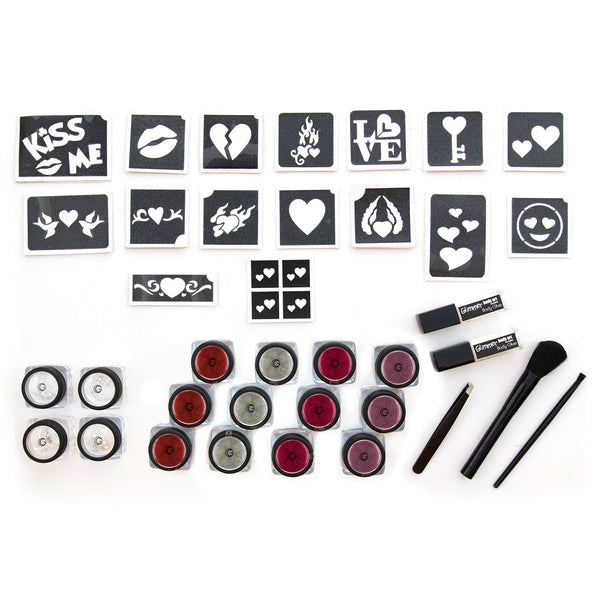 Hearts, Hugs and Kisses Glitter Tattoo Kit